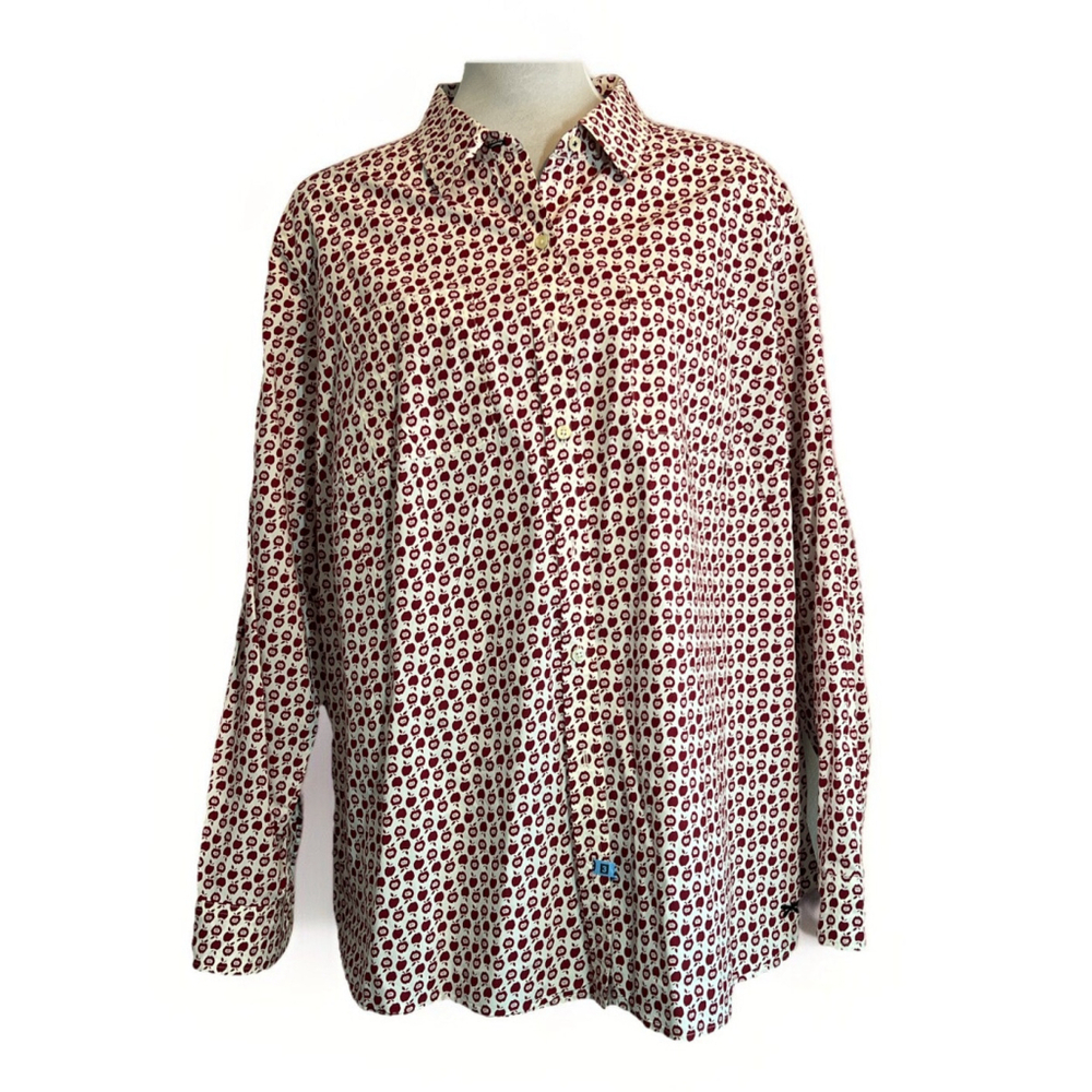 Talbots Women's Shirt Red Apple Size 18W Teacher Back To School Long Sleeve